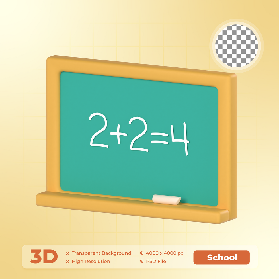 Board 3D Render icon School Pack. psd
