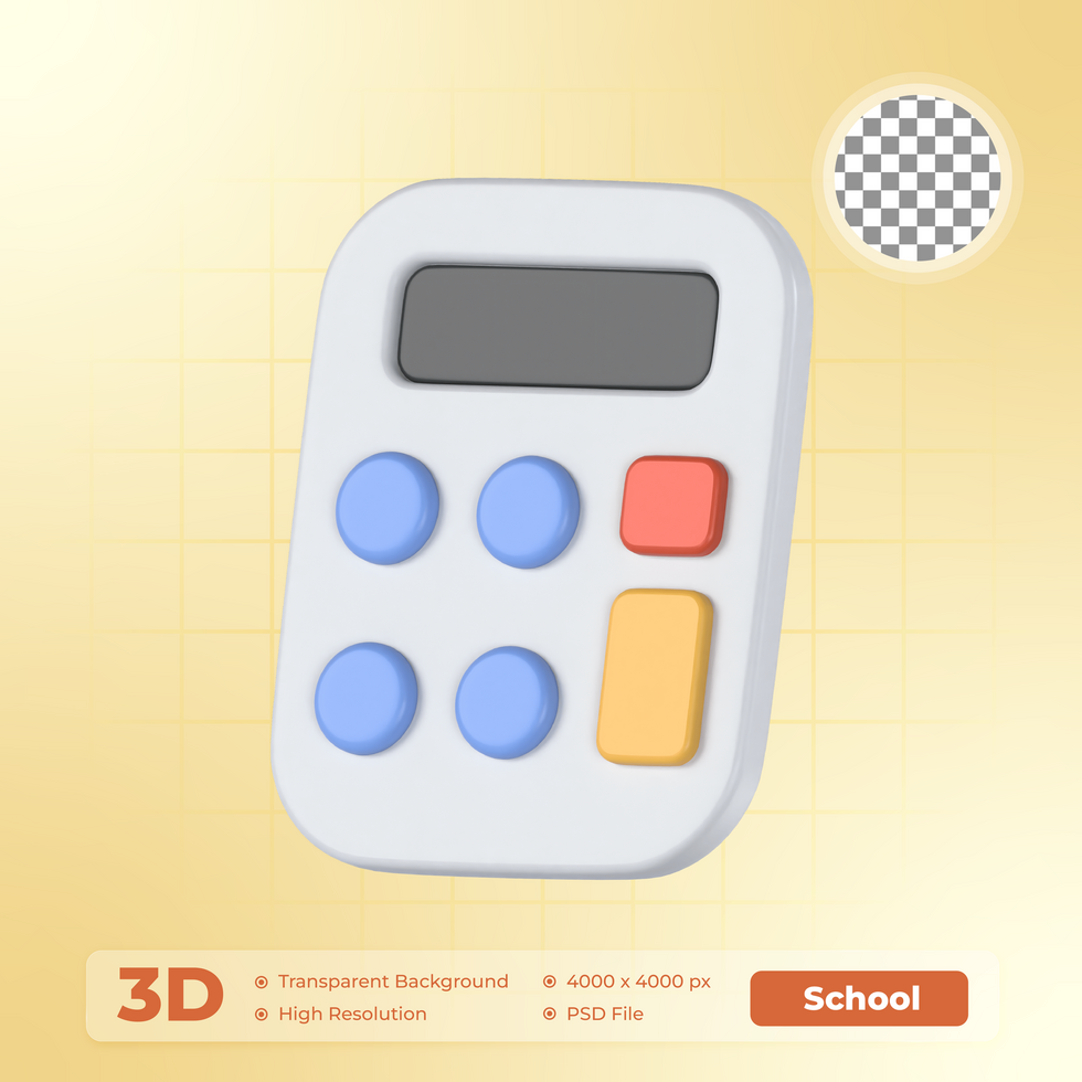 Calculator 3D Render icon School Pack psd