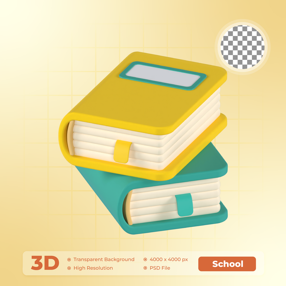 Pile Of Books 3D Render icon School Pack psd