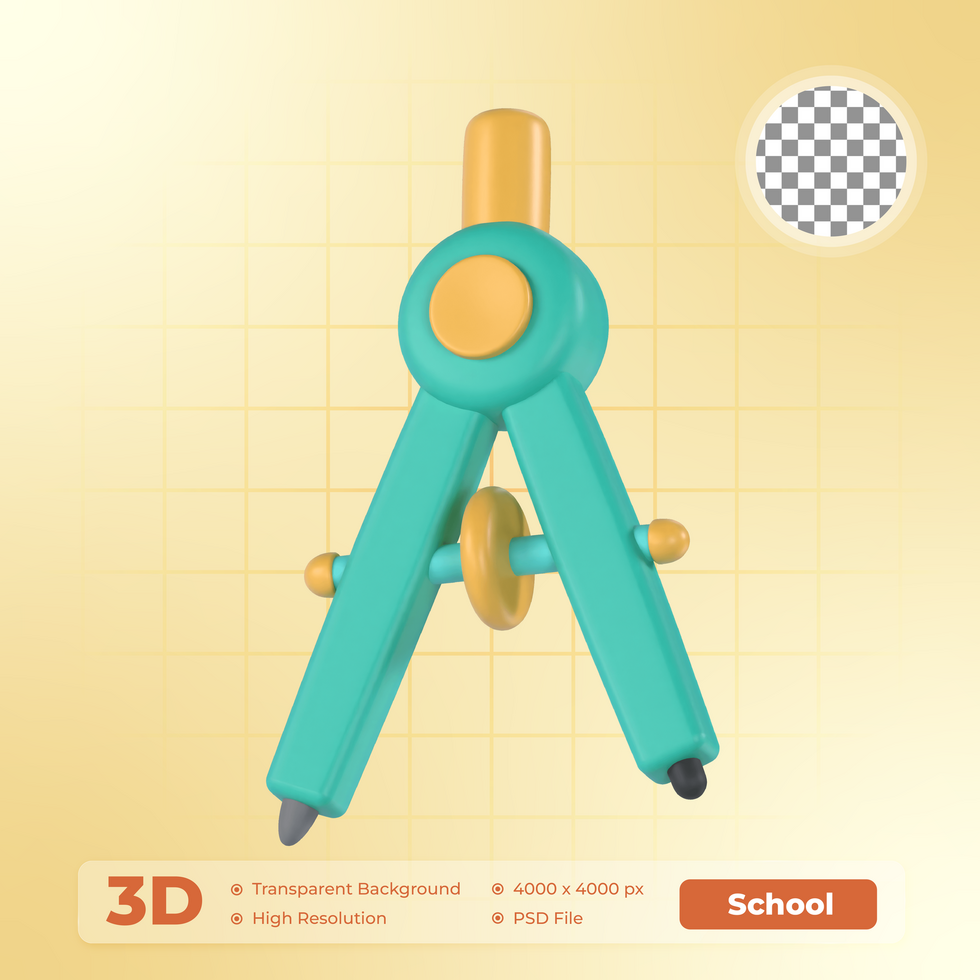 Compass 3D Render icon School Pack psd