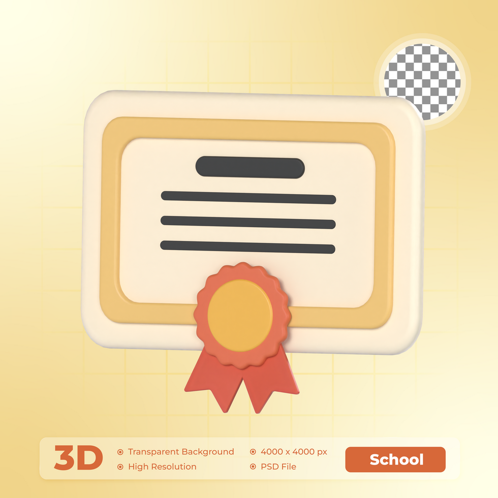 Certificate 3D Render icon School Pack psd