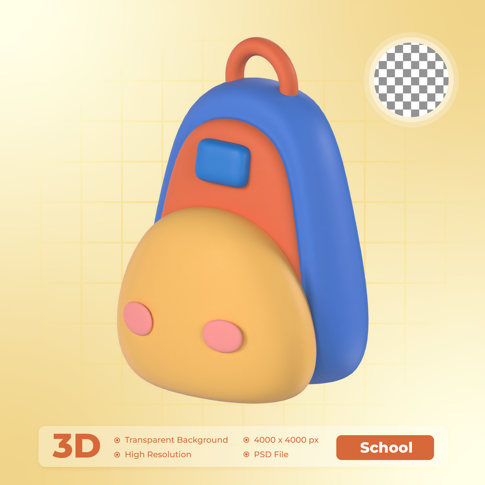 Backpack 3D Render icon School Pack psd