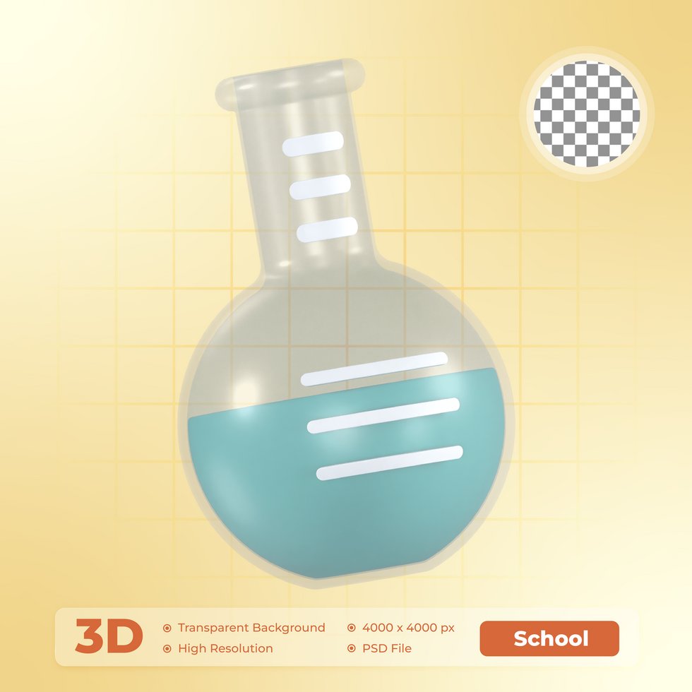 Flask 3D Render icon School Pack psd
