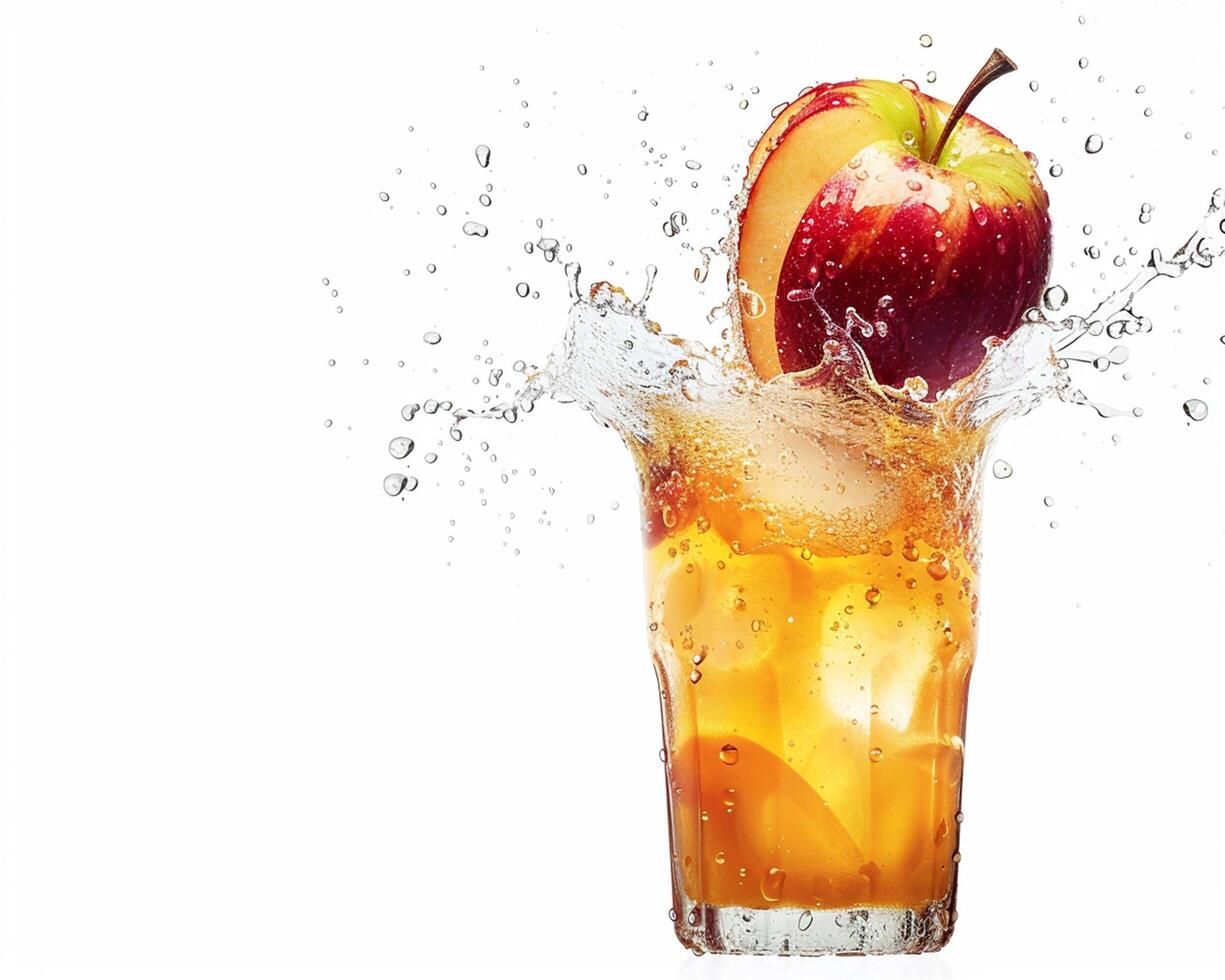 an apple being splashed with water photo