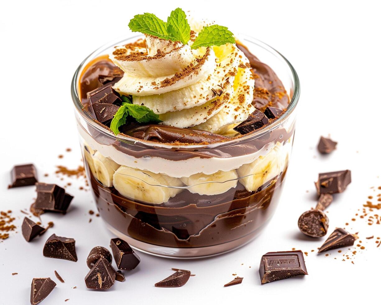 a dessert in a glass photo