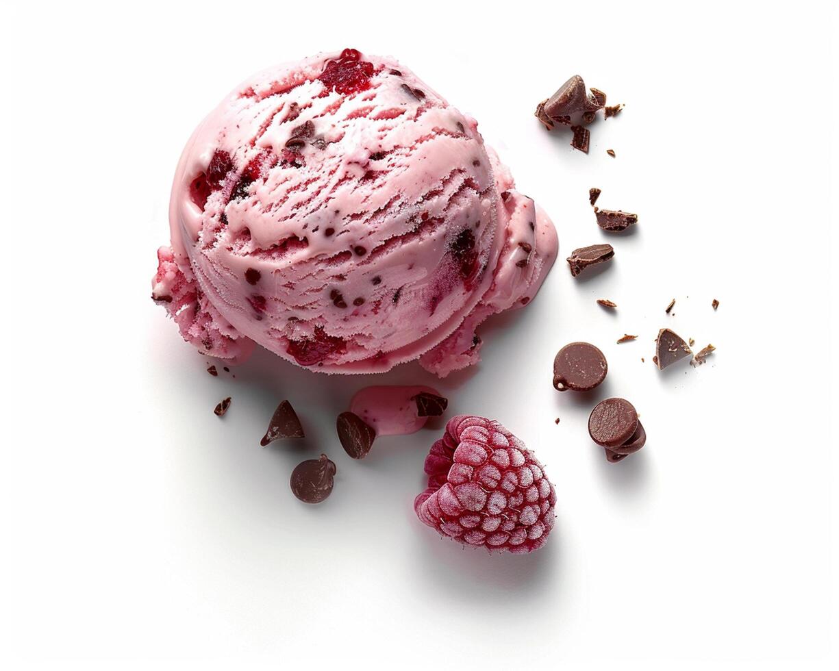 a scoop of ice cream with chocolate chips photo