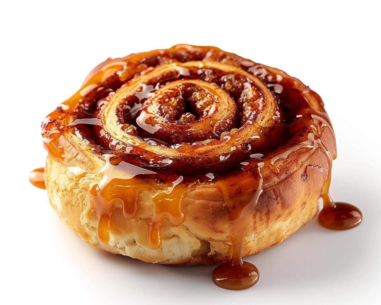 a pastry with caramel sauce on top photo