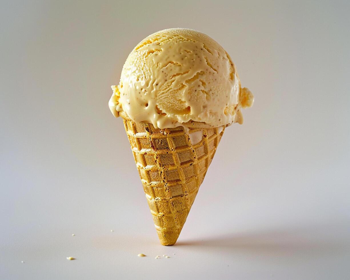 an ice cream cone is shown on a white background photo