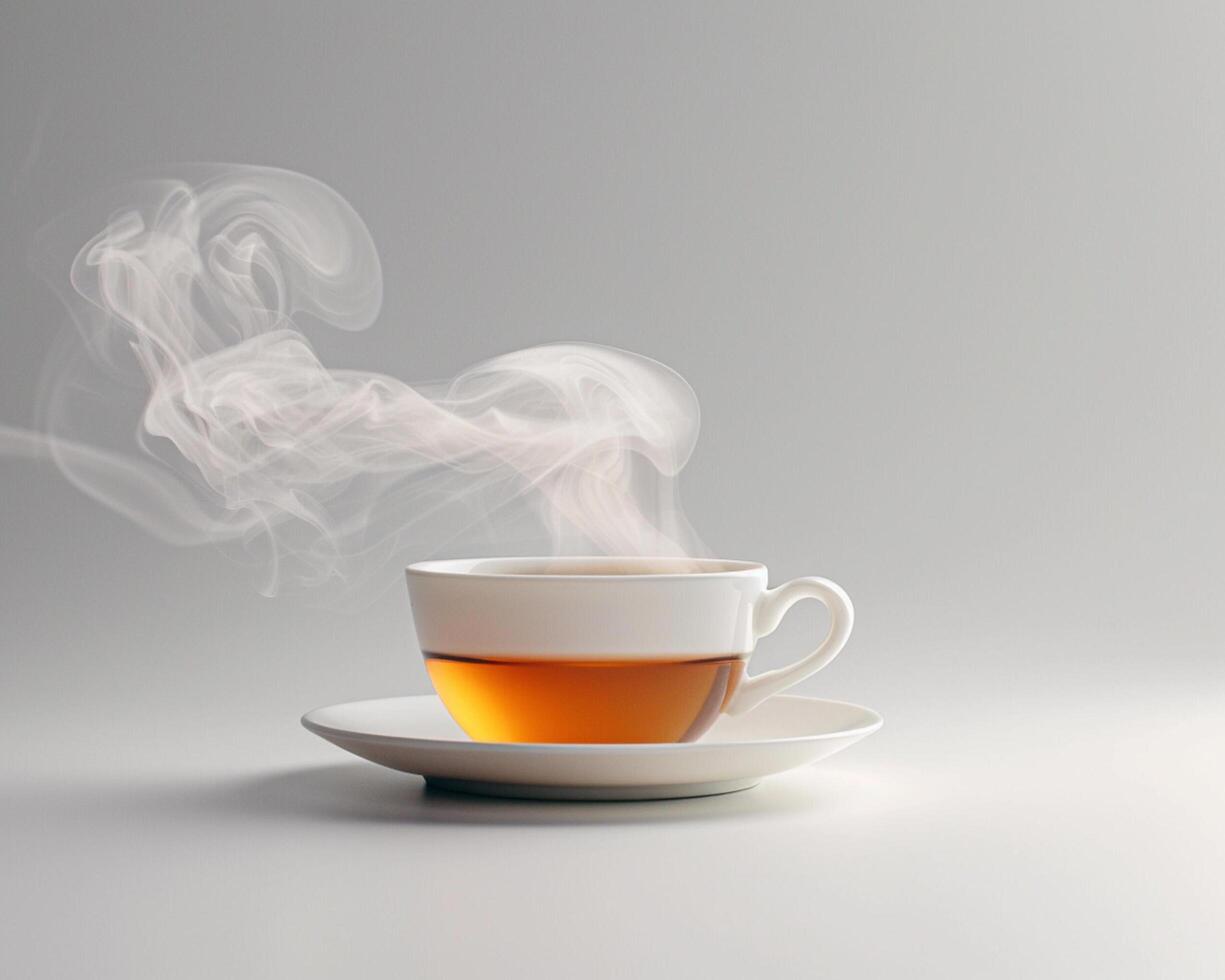 a cup of tea with steam coming out of it photo