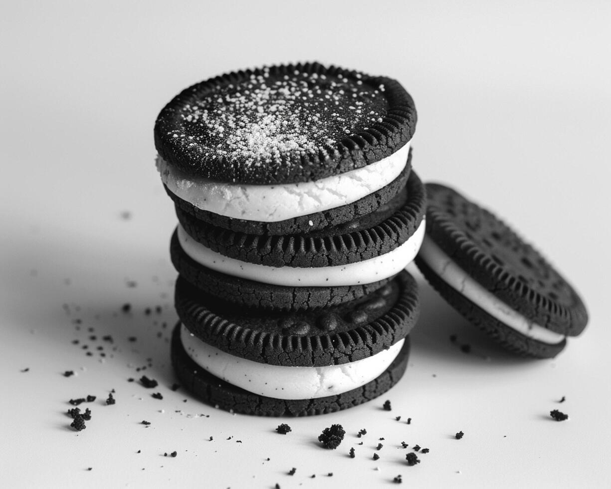 oreo cookies, black and white, food photography photo