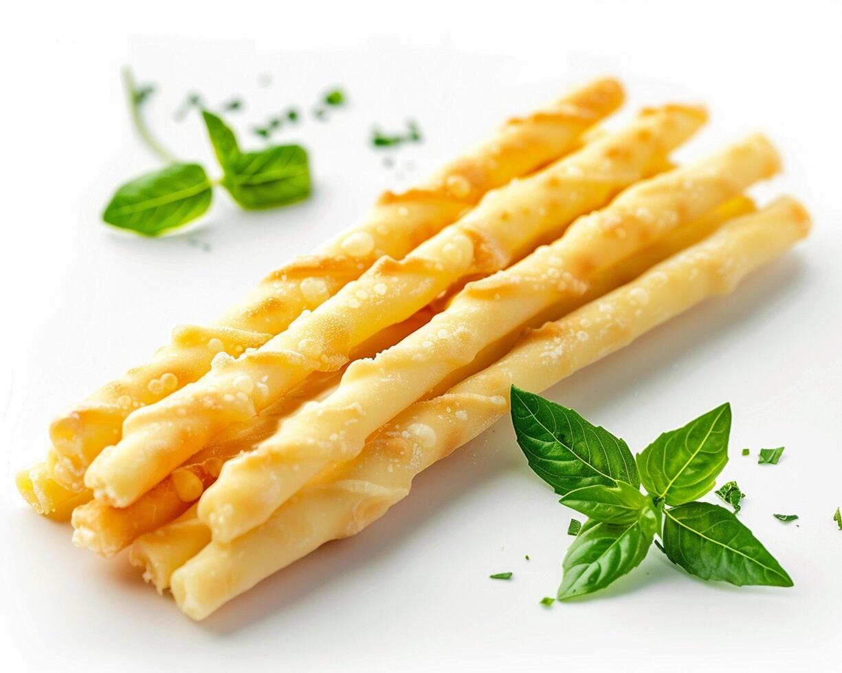 cheese sticks with herbs on a white surface photo