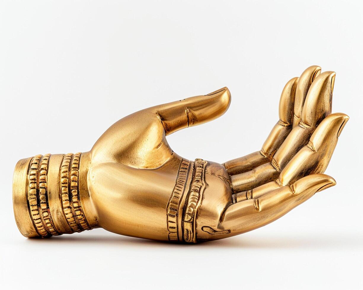 golden buddha hand isolated on white background photo