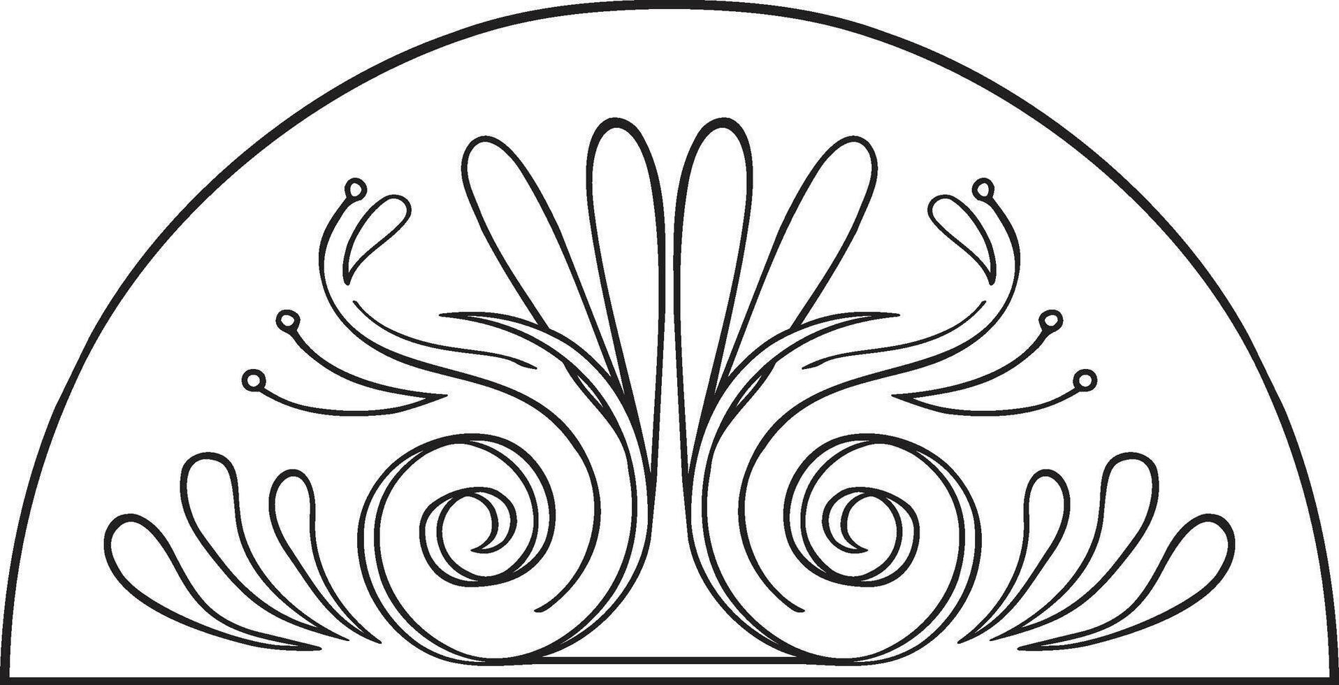 Arabesco florals design, florals black and white design illustration. vector