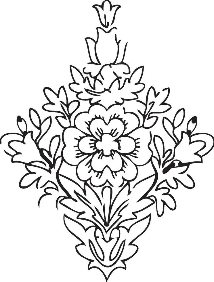 Arabesco florals design, florals black and white design illustration. vector