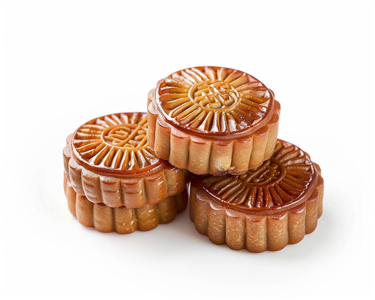 mooncakes are stacked on top of each other photo