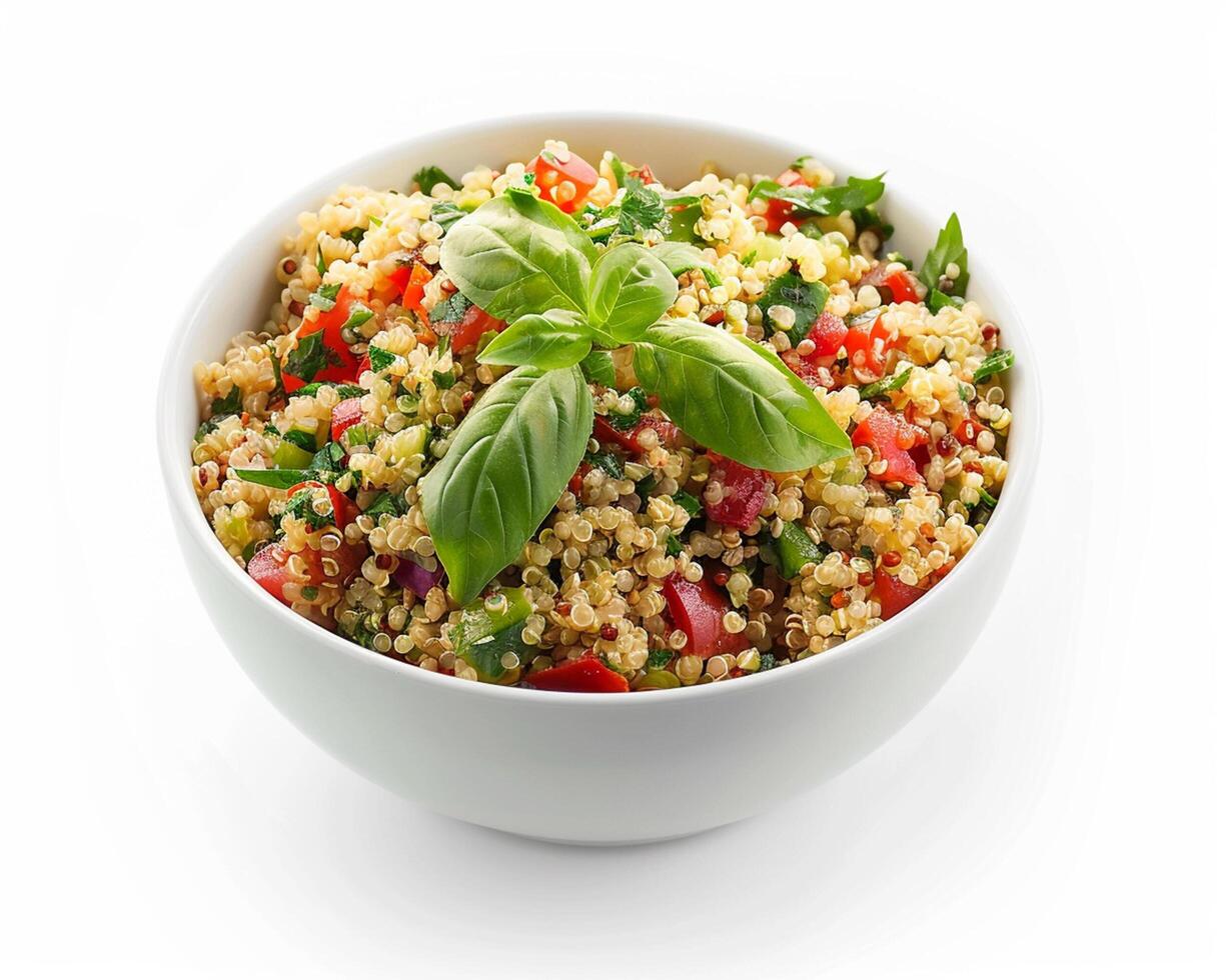 cauliflower couscous salad with tomatoes and basil photo