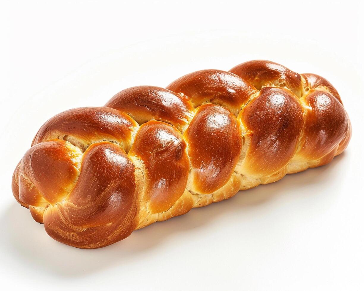 a braided bread on a white surface photo
