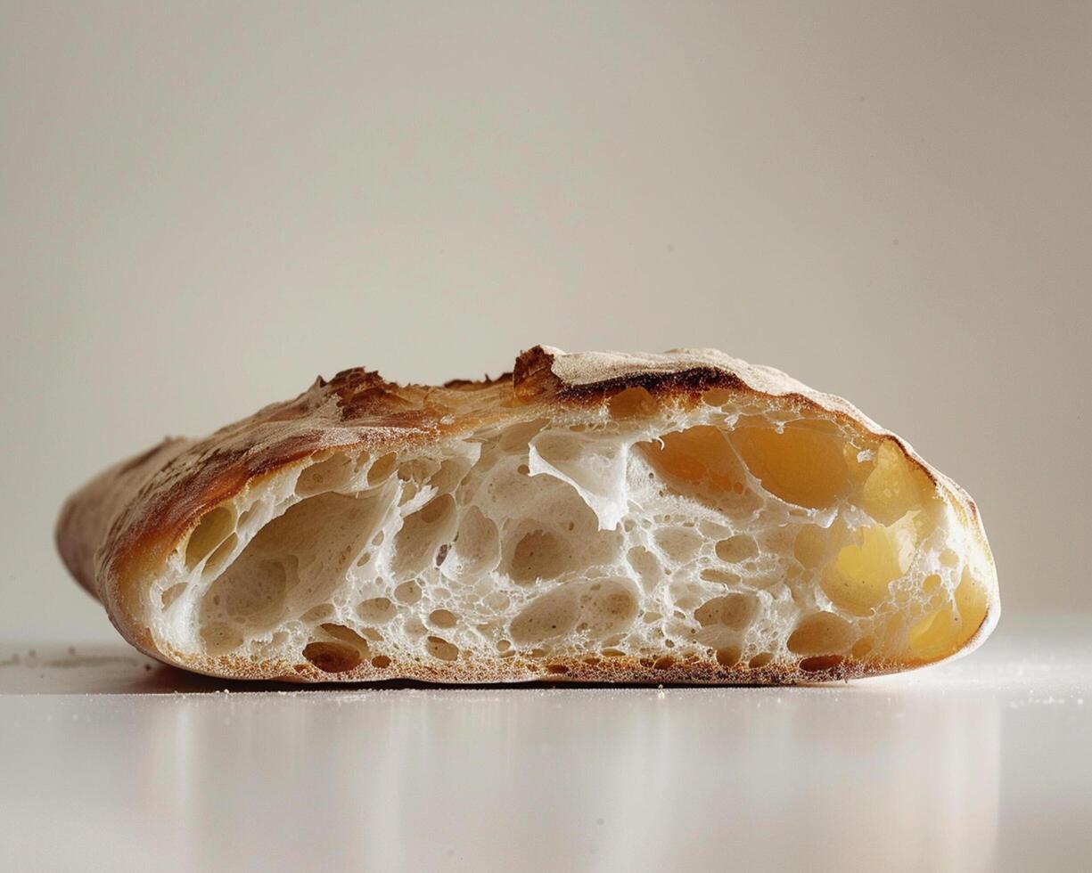 a close up of a piece of bread photo