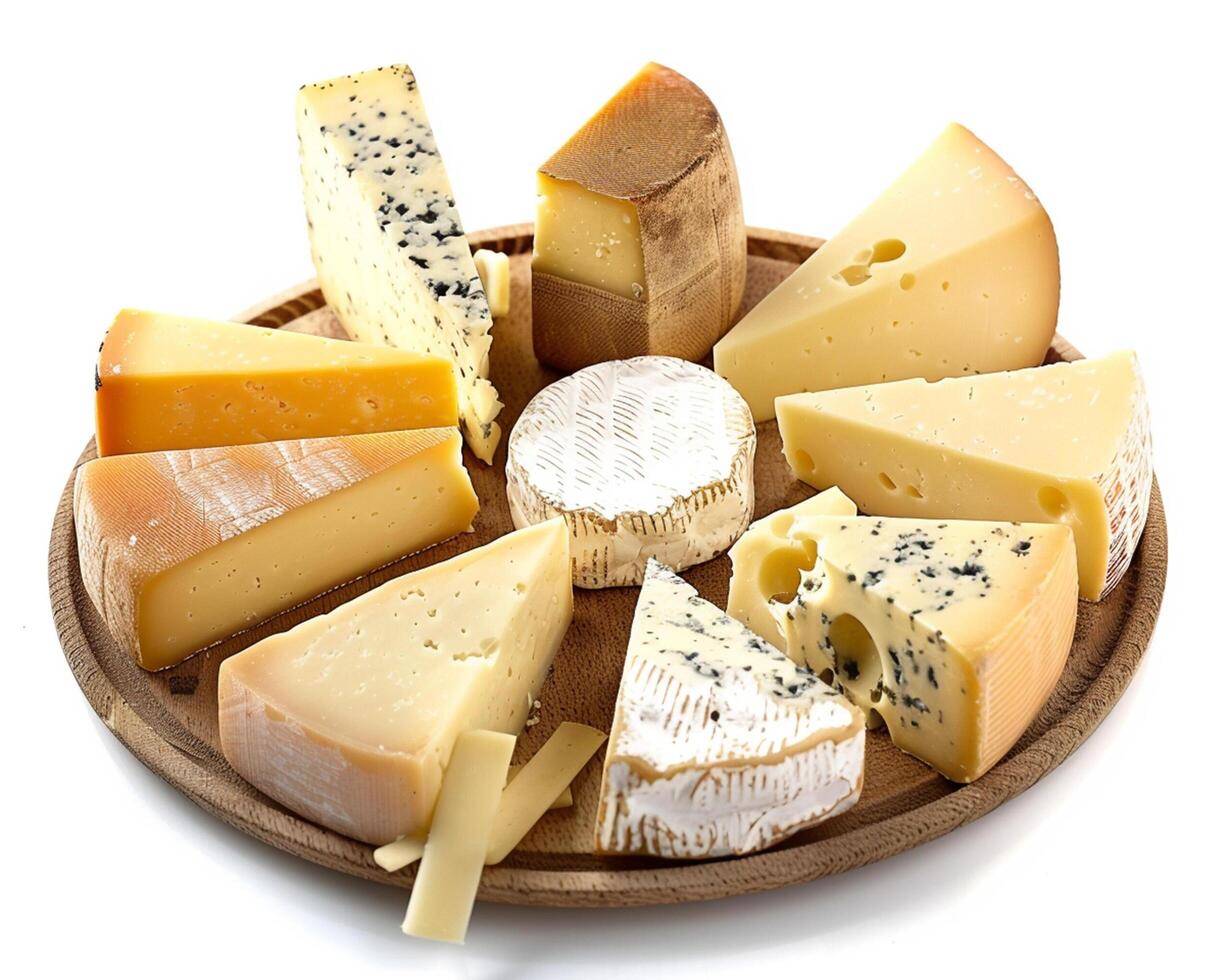 cheese platter with different types of cheese photo