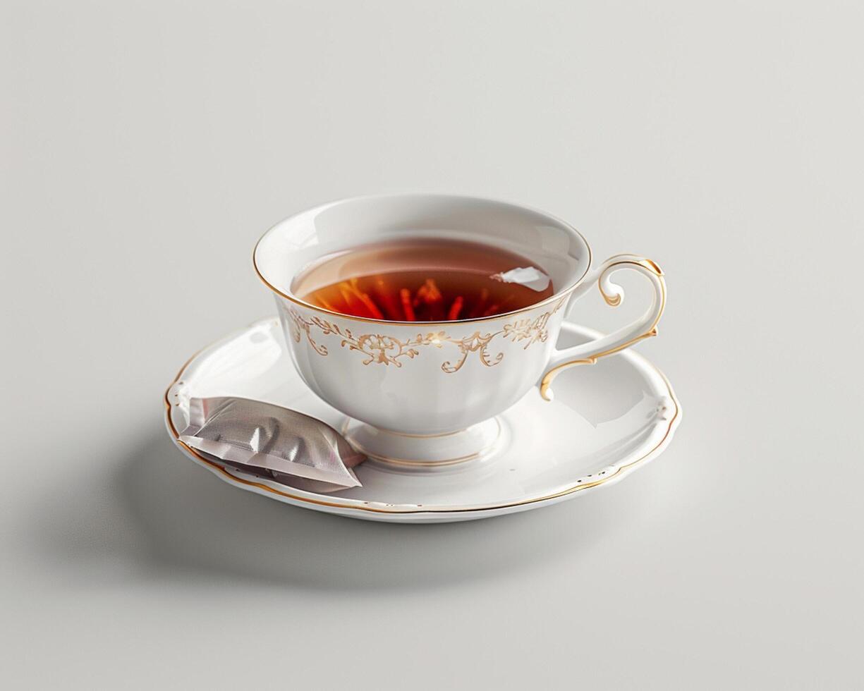 a cup of tea with a saucer on a table photo