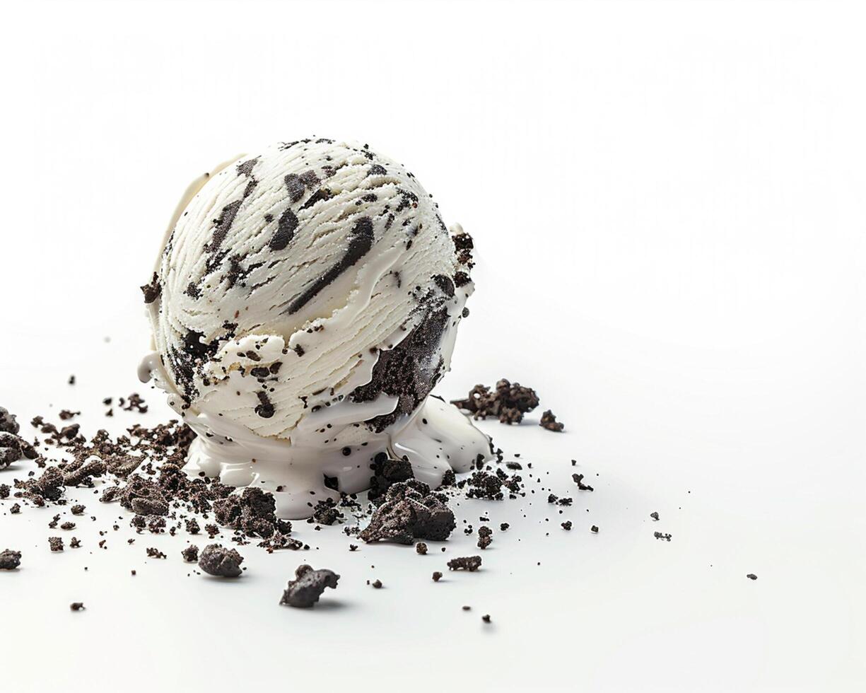 an ice cream scoop with oreo cookies on top photo