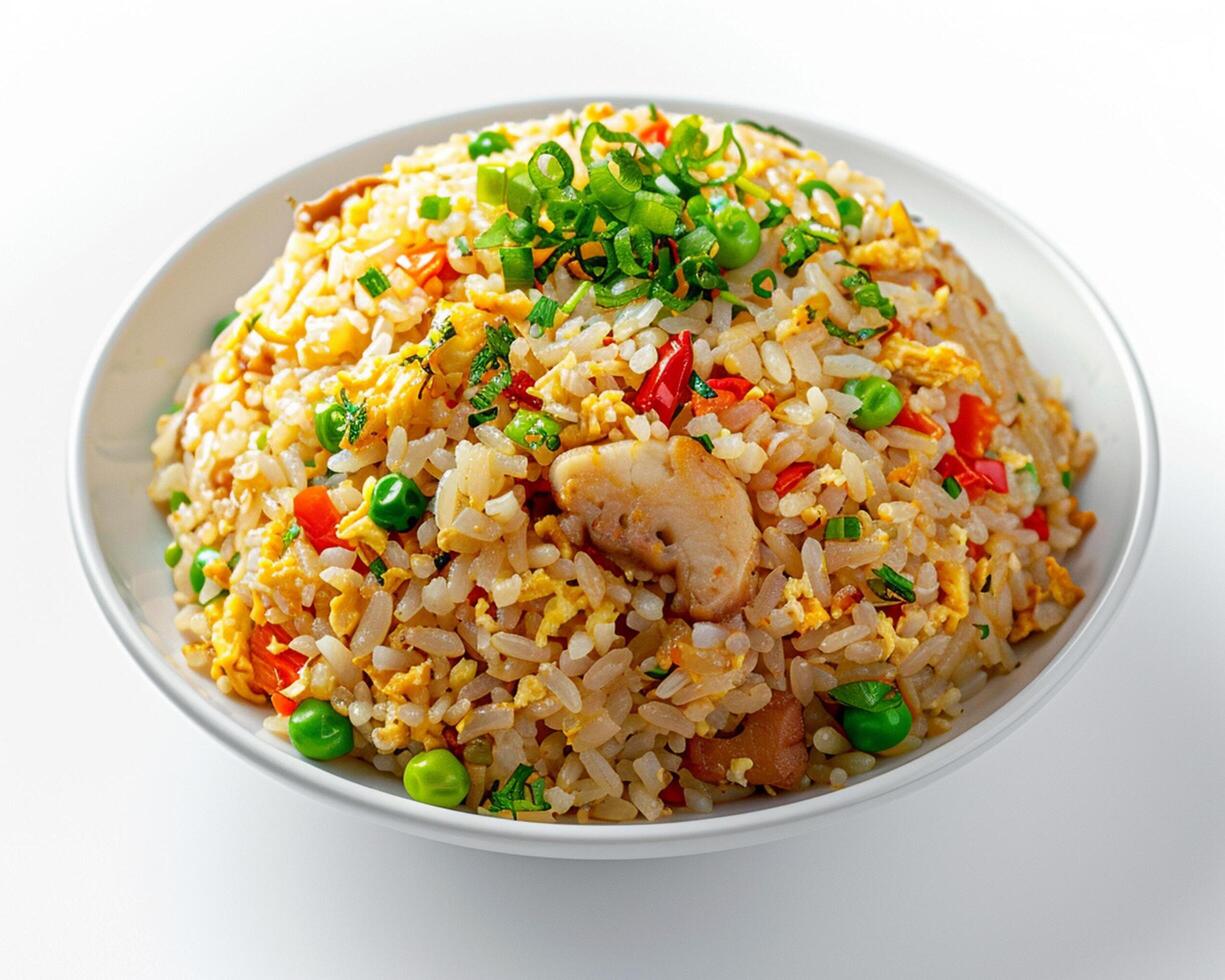 a white bowl filled with fried rice photo