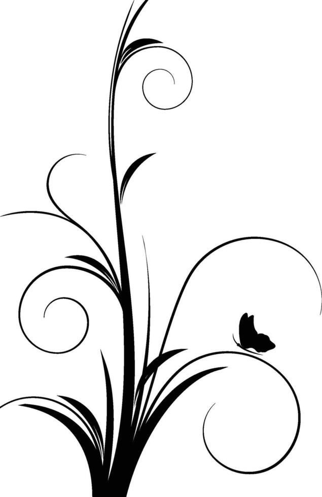 Arabesco florals design, florals black and white design illustration. vector