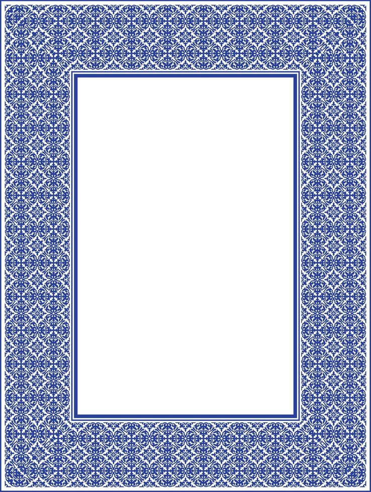 Blue Rectangular Vertical Islamic Asian National Ornament Frames vector