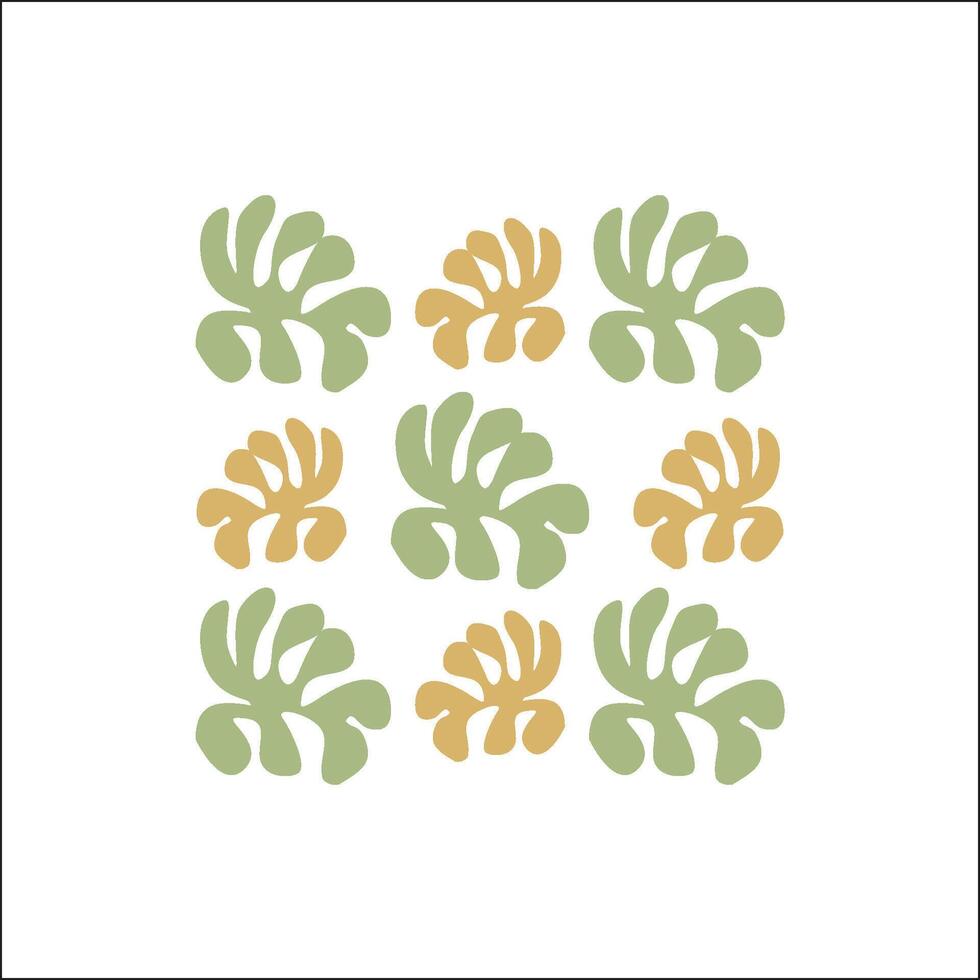 Abstract Matisse, Naive Style of Leaves.Contemporary Plant Shape. vector