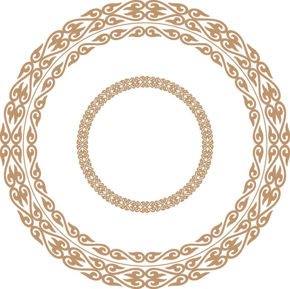 Gold Kazakh National Round Pattern, Frame, Ornaments vector