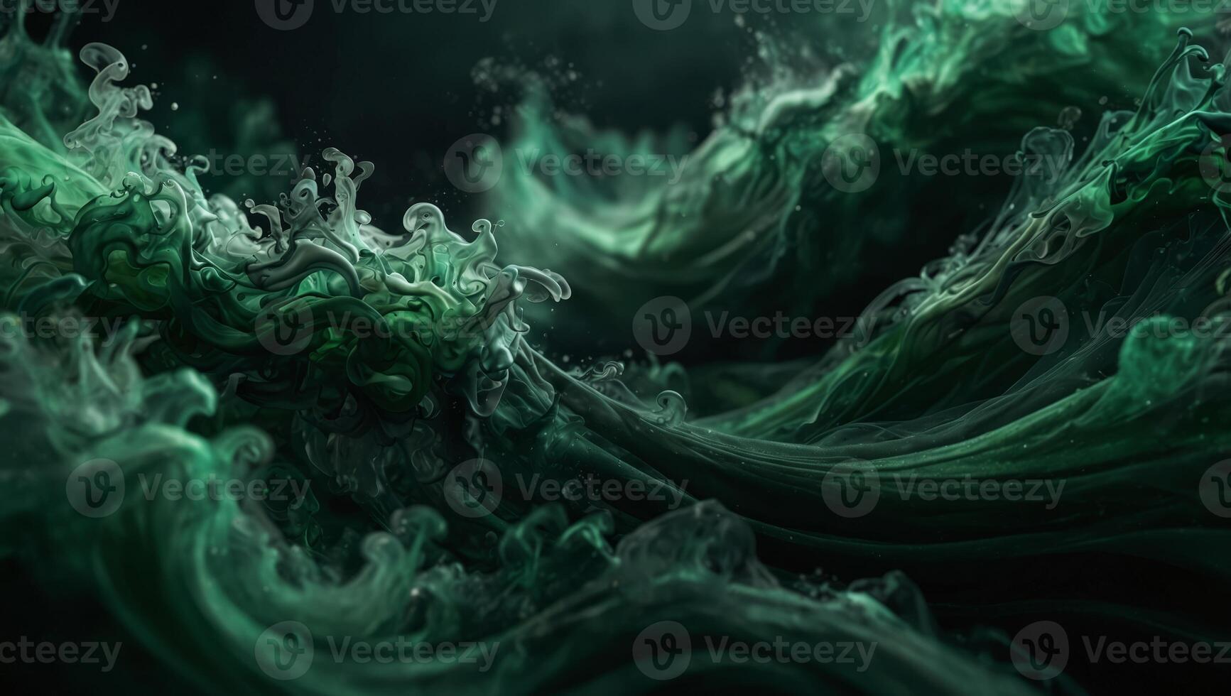 Abstract green smoky swirl dynamic background. photo
