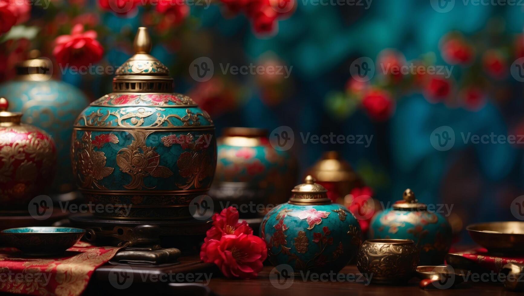 Abstract background with oriental ornaments elements Korean traditional background. photo