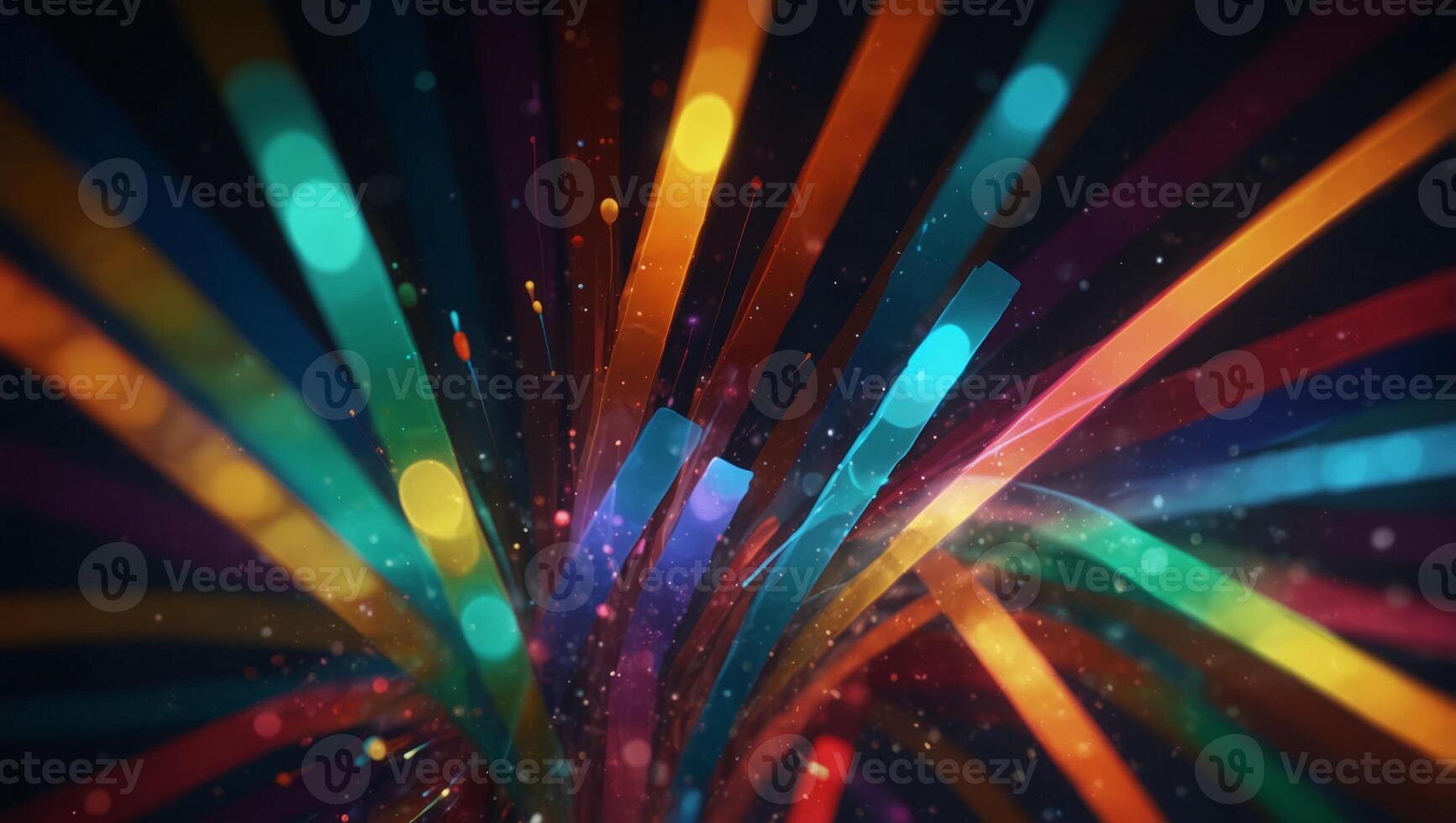 Abstract colorful lines on black background photo