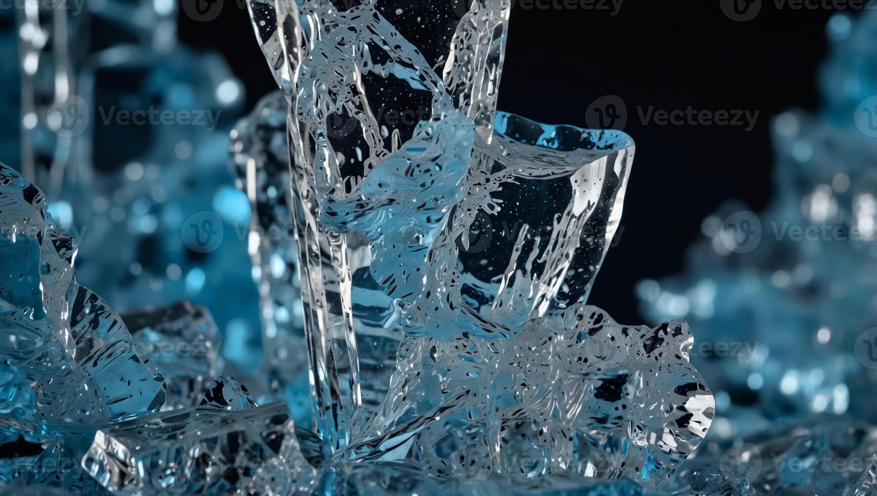 A close up of ice crystals on a black background photo