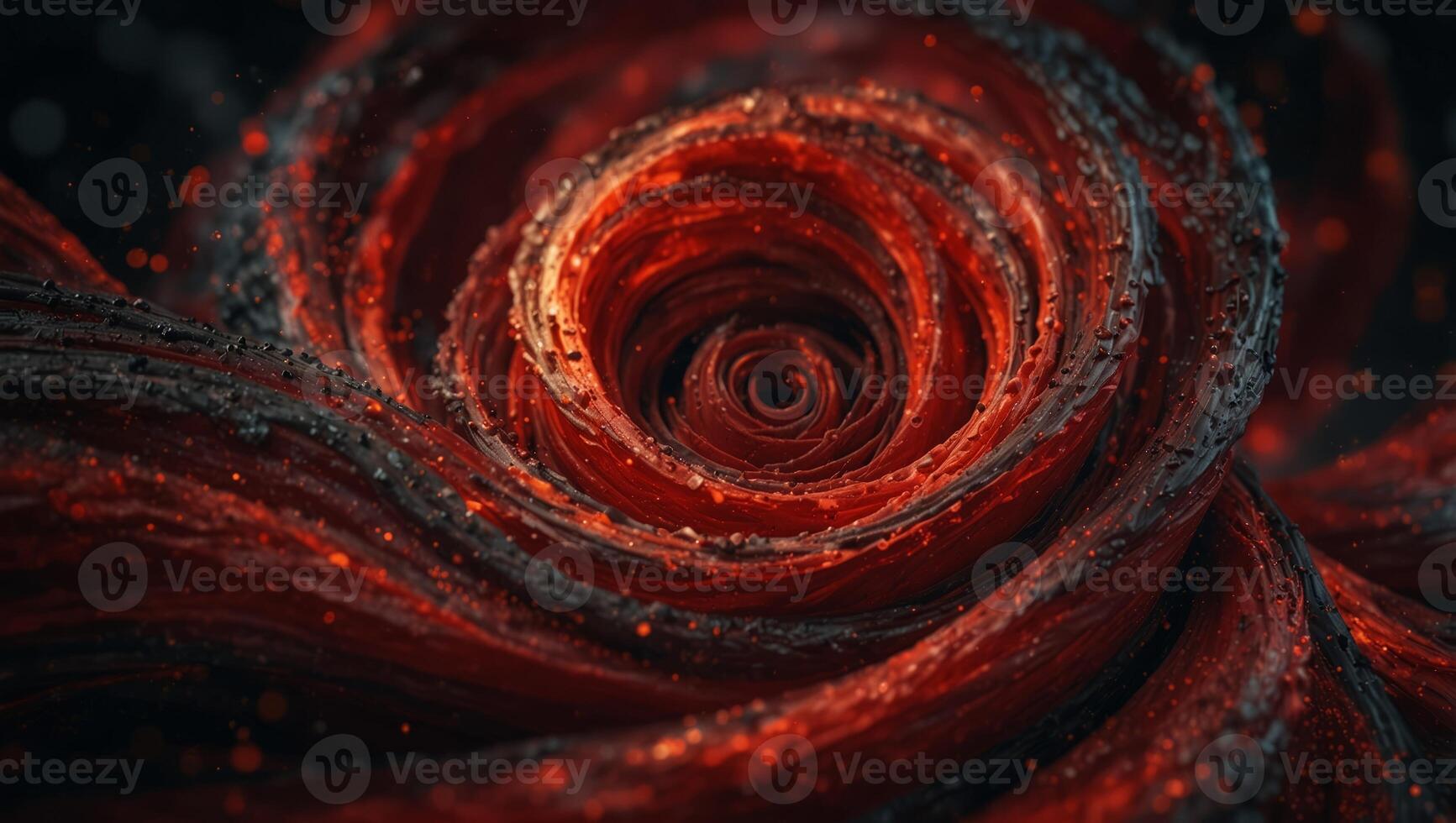 A red rose with black swirls photo