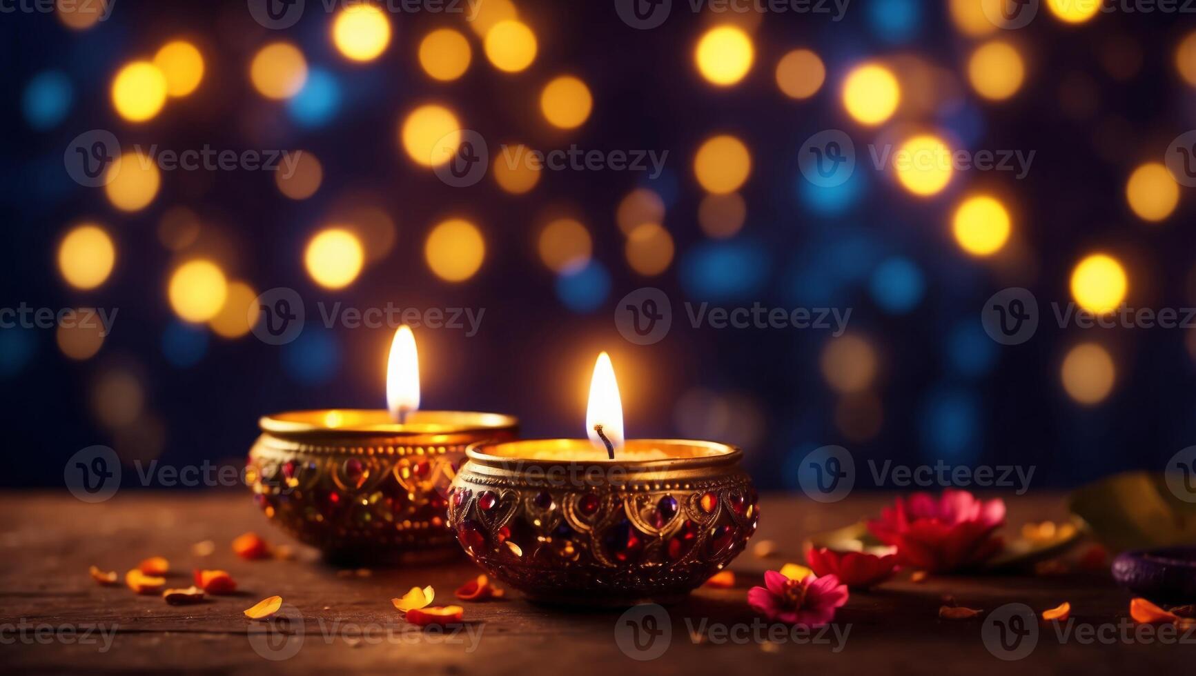 Beautiful diwali background with diya lamp. photo