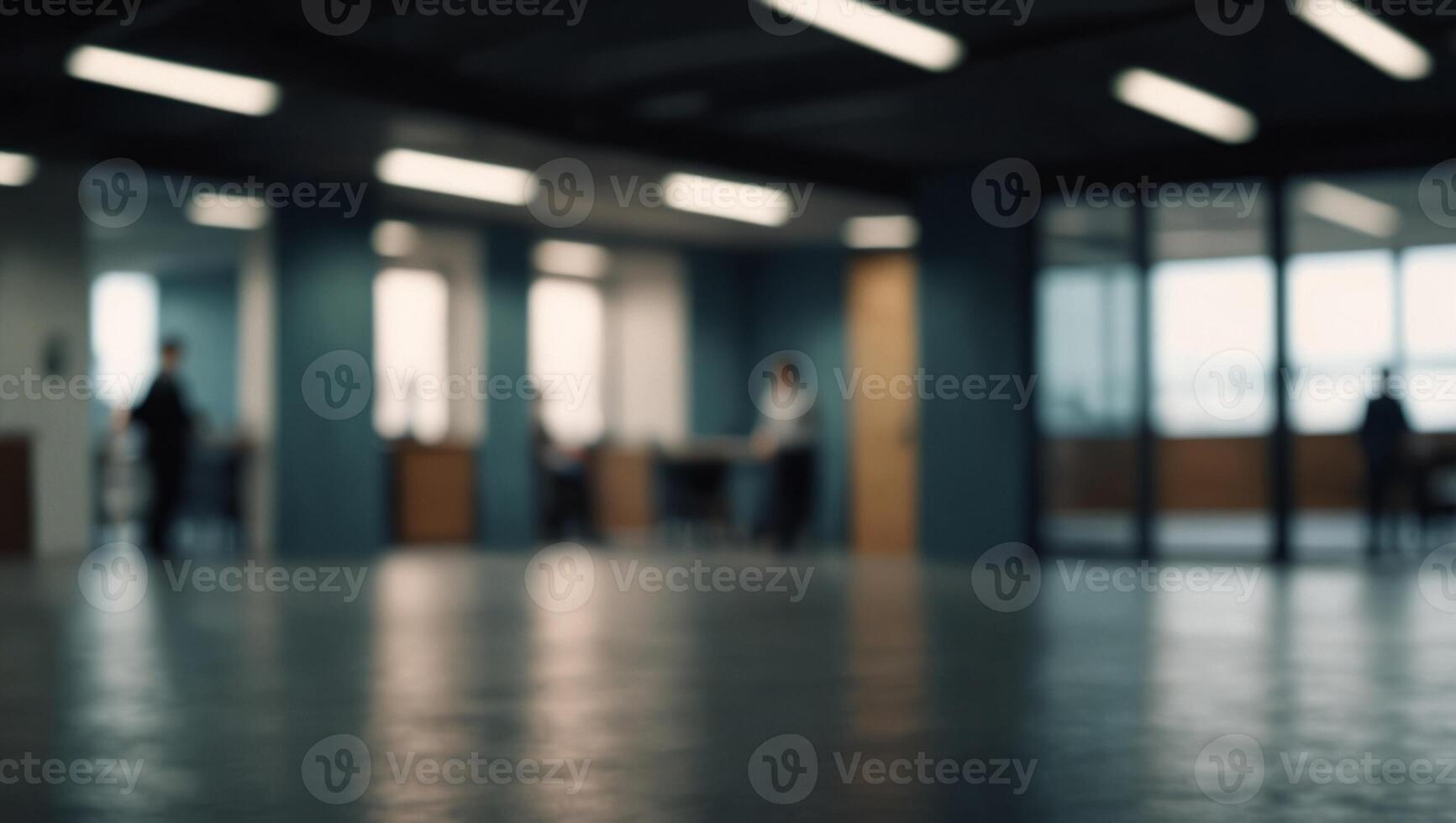 Blurred background of a light modern office, business style extra wide backdrop. photo