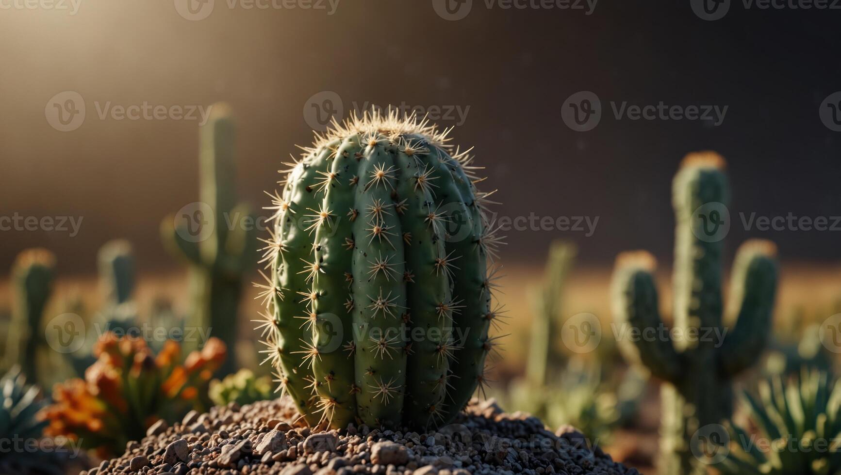 Cactus in the horn for ice cream Creative concept Minimalism Concept of sugar abuse, diabetes issue, natural food materials. photo