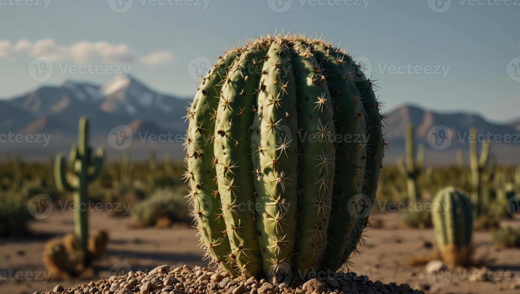 Cactus in the horn for ice cream Creative concept Minimalism Concept of sugar abuse, diabetes issue, natural food materials. photo