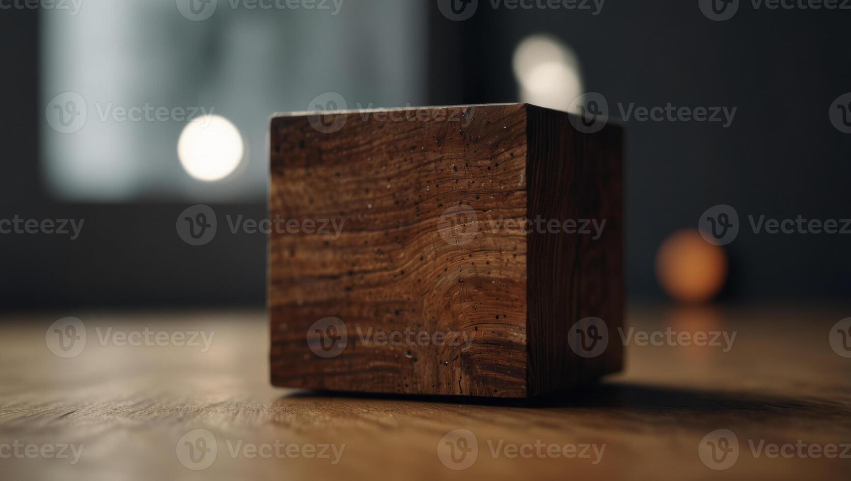 Close up of contemporary cube minimal home decor, modern interior background. photo