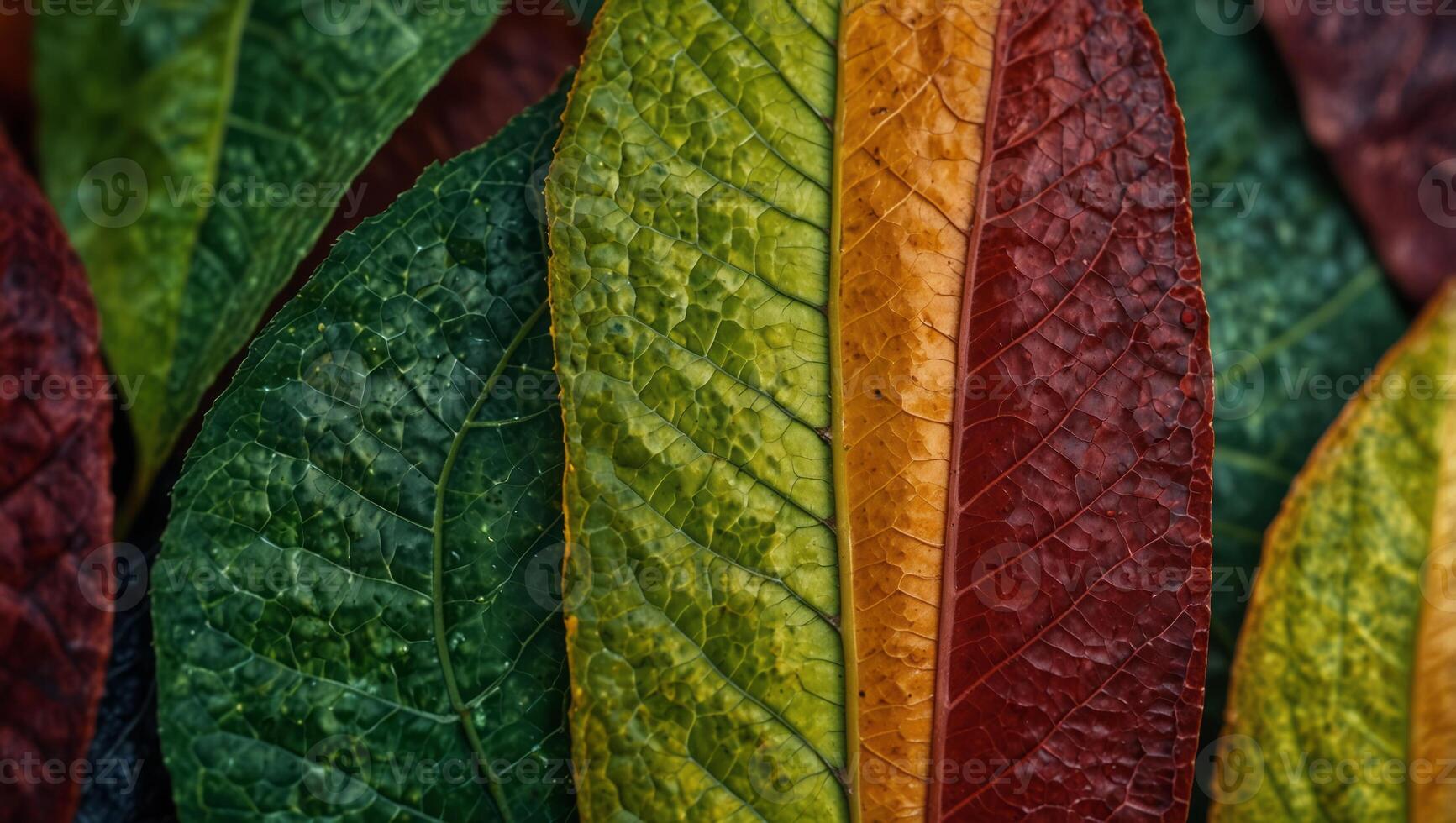 Colorful macro foliage leaf vein texture background, abstract natural texture colorful banner. photo