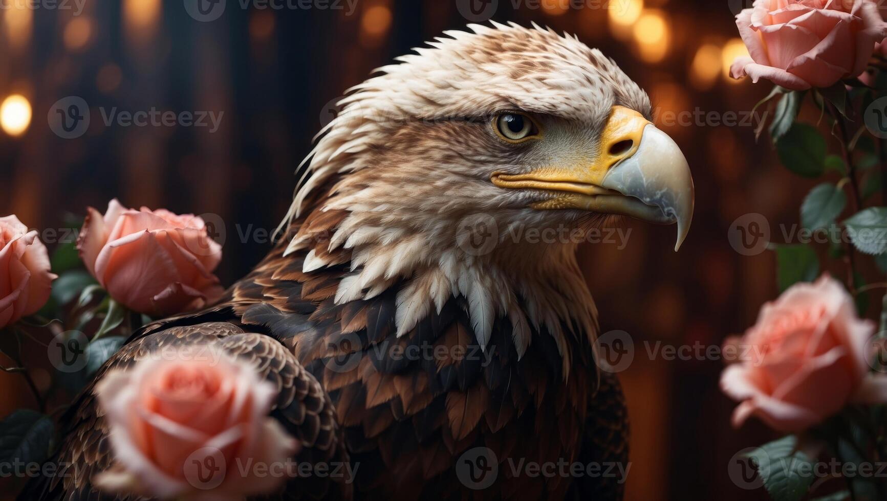 Eagle and roses traditional tattoo style. photo