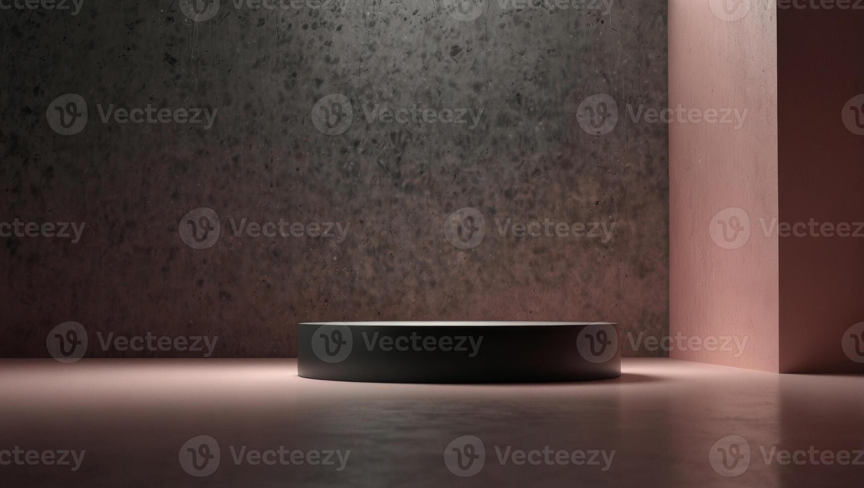 Empty podium for product display Monochrome Pedestal with frosted glass on pink wide window background Stylish background for presentation Minimal style. photo