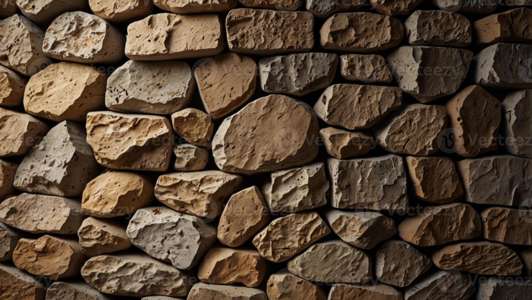 Empty wild stone cladding wall texture background, copy space. photo