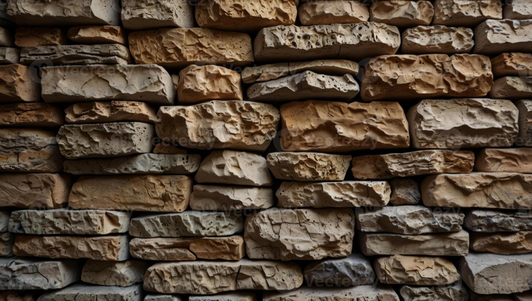 Empty wild stone cladding wall texture background, copy space. photo