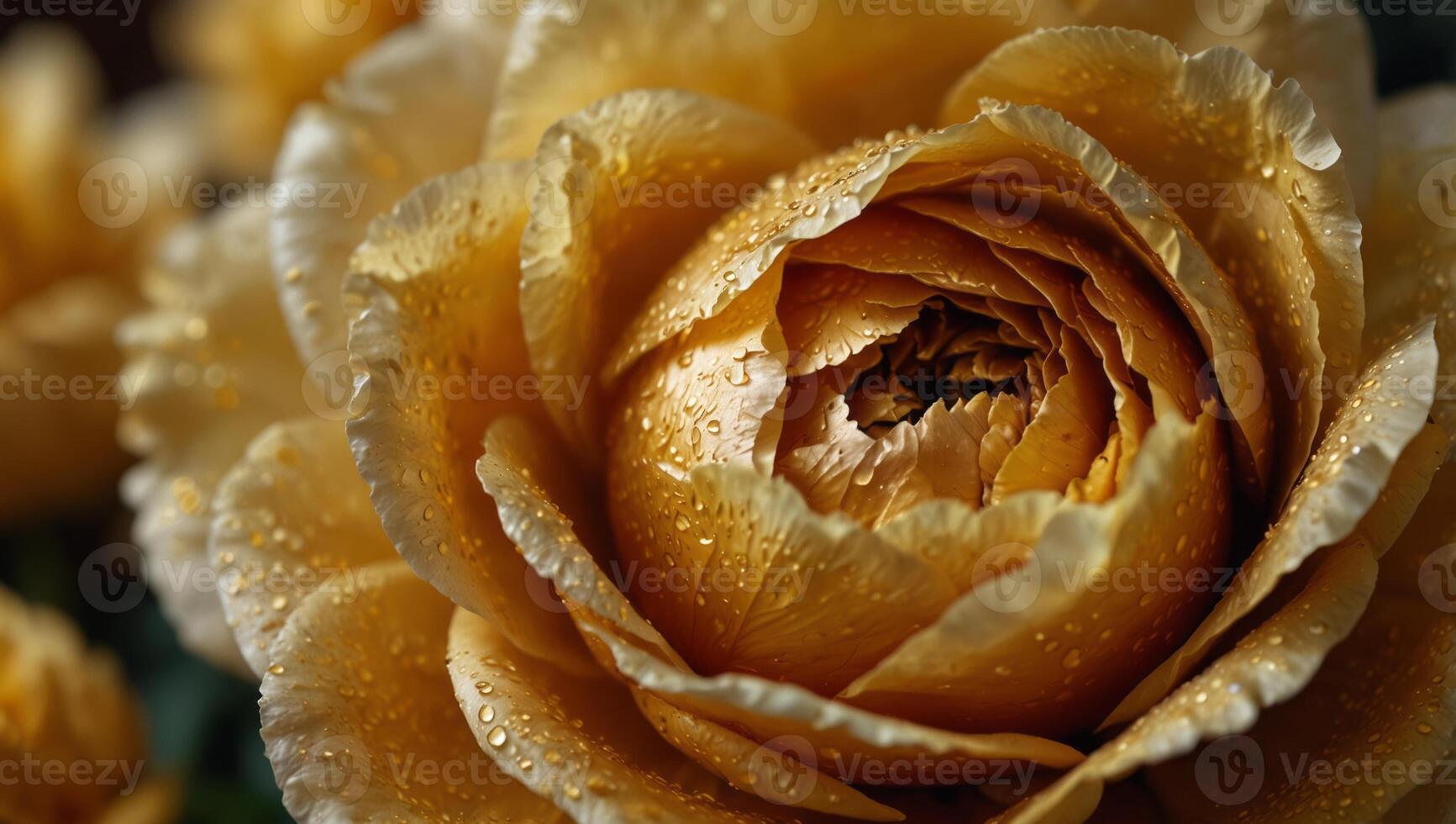 Golden rose background, macro shot of gorgeous golden luxury peony flower texture background. photo