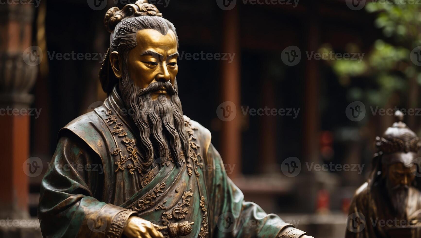 Chinese traditional Confucian culture, bronze statue of Confucius and his student. photo