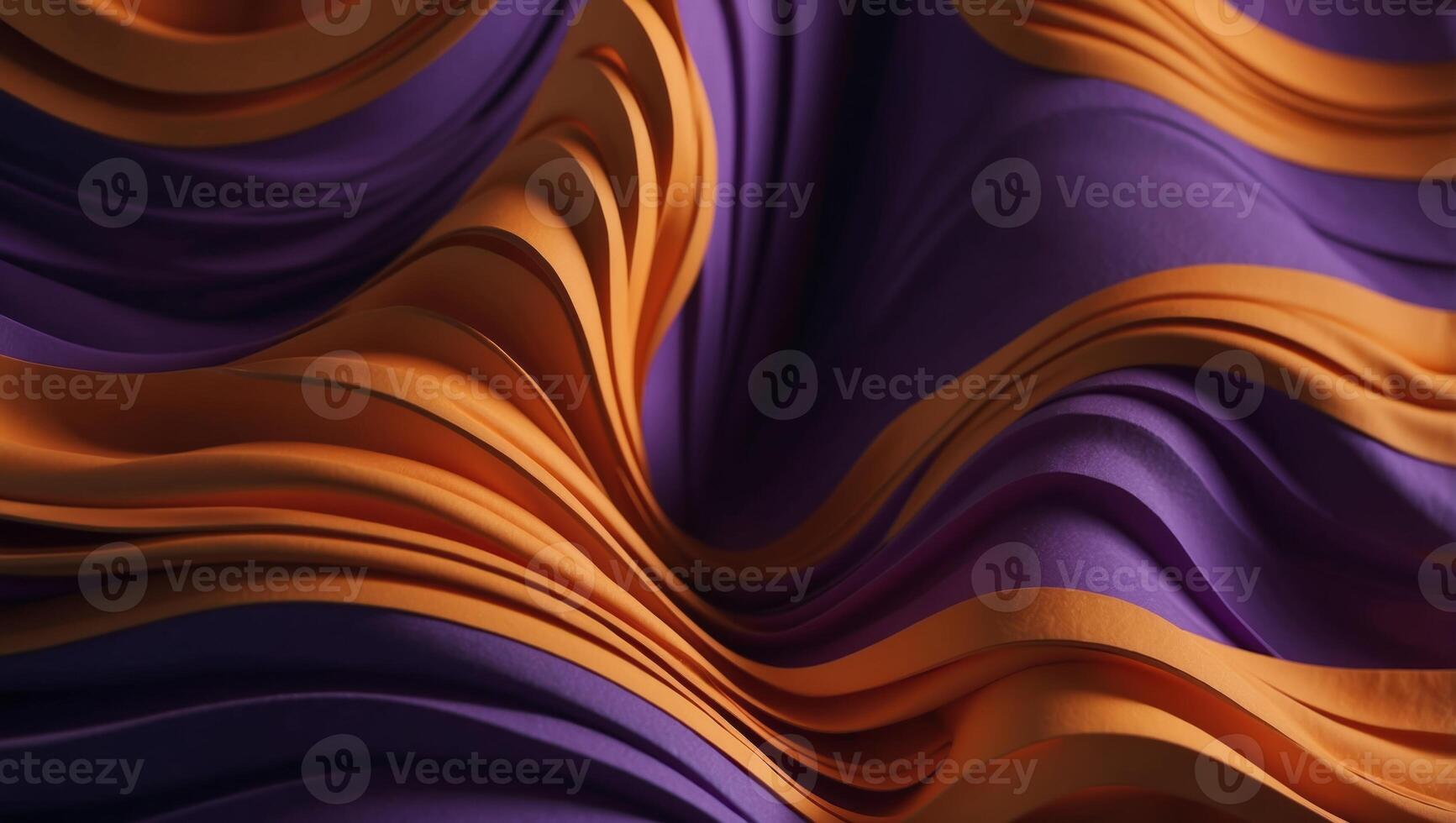 Orange object and purple background, wavy folding screen atmosphere, abstract, elegant, delicate and luxurious retro dramatic graphic design element. photo