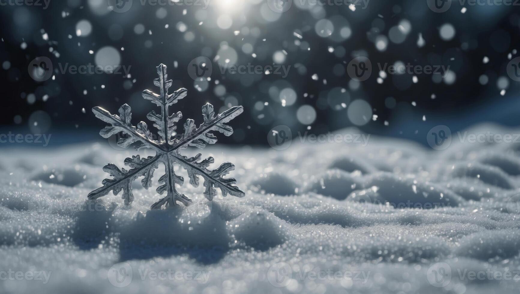 Snowflakes Falling On Snow - Winter Banner. photo