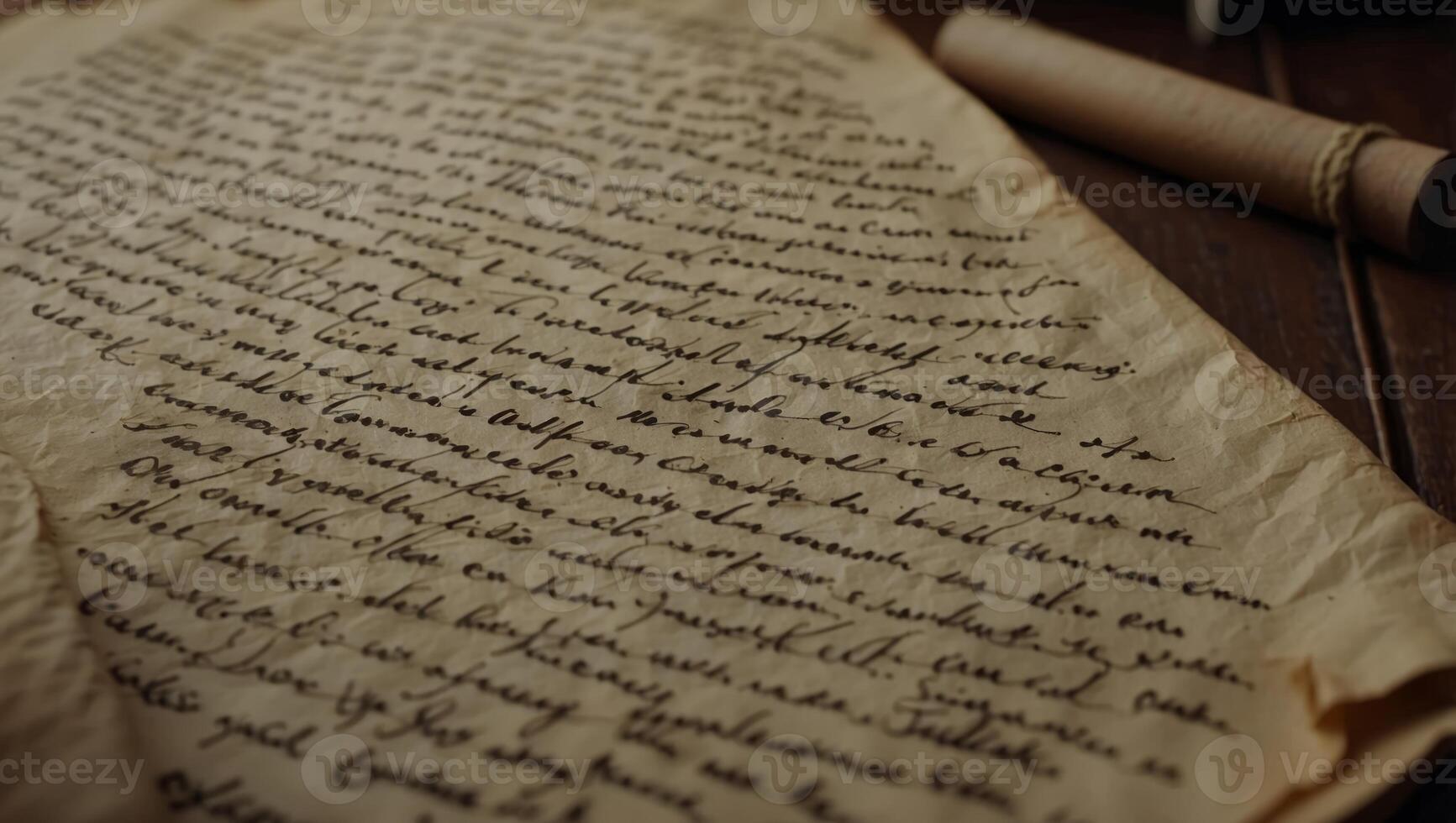 Vintage Parchment with Intricate Handwritten Script. photo
